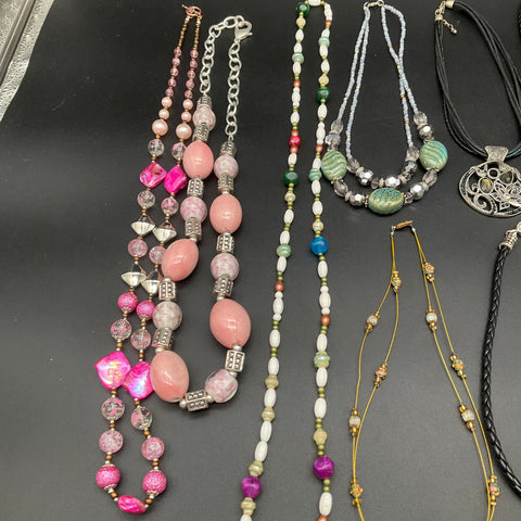 Vintage to Modern Costume Jewelry Lot 11 Necklaces Statement Pendants 1.4 lbs