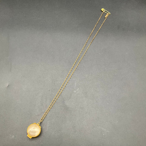 Antique/Vintage Gold Tone Round Photo Locket Pendant Necklace Portrait 23-Inch