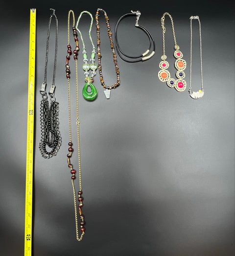 Fashion Costume Jewelry Lot of 7 Necklaces Boho Beaded Bib Multi-Strand Pendant