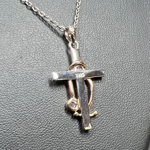 925 Sterling Silver Stethoscope Cross Nurse Pendant Necklace