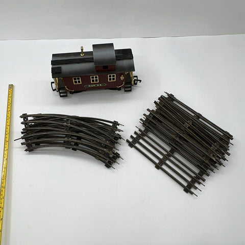 D&W R.R. Model Train Caboose and Metal Track Lot G Scale Vintage Style