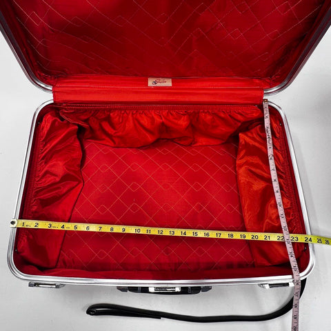 Vintage Skyway Red Tweed Wheeled Nesting Suitcase Luggage Set Lot of 2