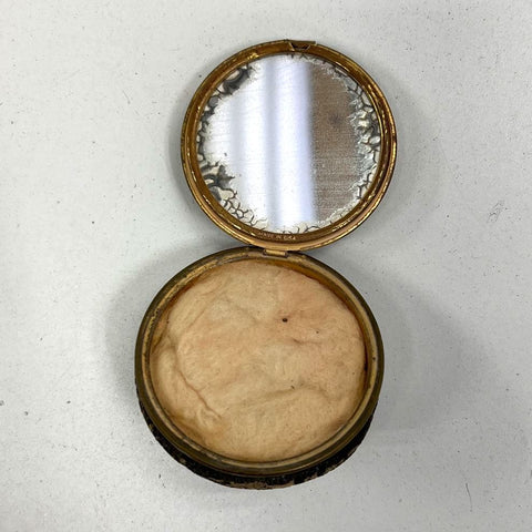 Antique Victorian Romantic Courting Scene Powder Compact Enamel Vanity Case