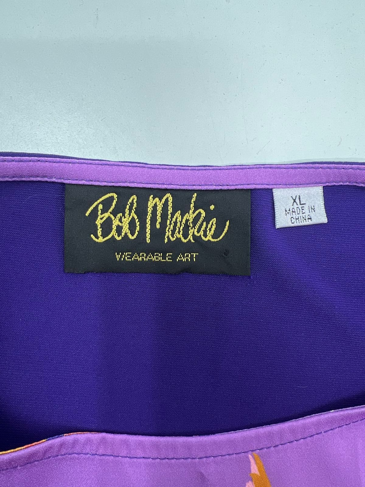 Bob Mackie Wearable Art Women's Purple Abstract Floral Shirt Size XL