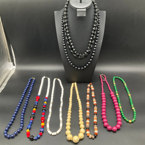 Mixed Beaded Costume Jewelry Lot of 8 Necklaces Vintage to Modern Multi-Color