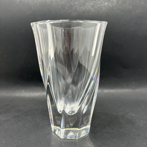 Vintage Orrefors Sweden Corona Crystal Vase Lars Hellsten 6.5" Signed