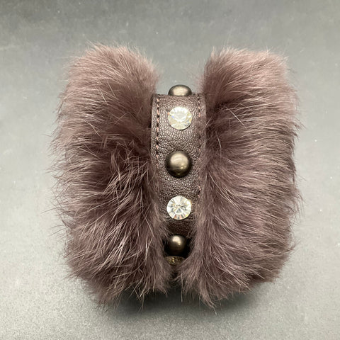Mixed Costume Jewelry Lot 8 Pcs Leather Cuffs Wood Bangle Fur Style Wrap Star