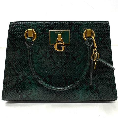 Guess Handbag Lot Green Snakeskin Satchel & Pink Quilted Tote Bag Lot of 2