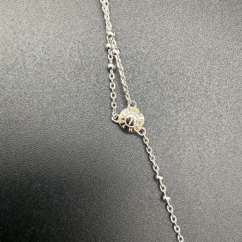 Henri Bendel Silver Tone Crystal Station Bar Pendant Lariat Y-Necklace 17"