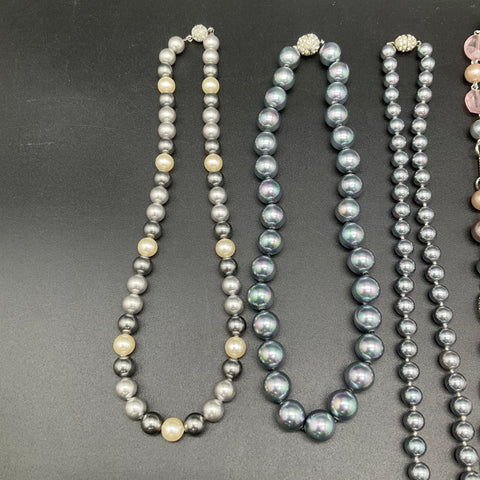 Vintage Style Faux Pearl Necklaces Costume Jewelry Lot of 7 Grey Cream Mauve