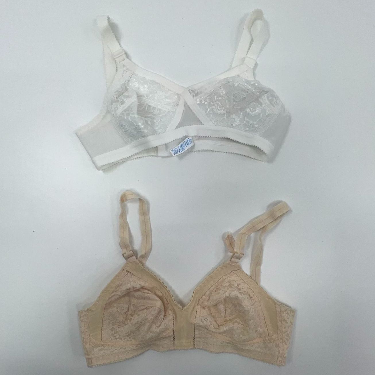 Lot of Five Vintage Lingerie Pieces Bras Slip Skirts Lace