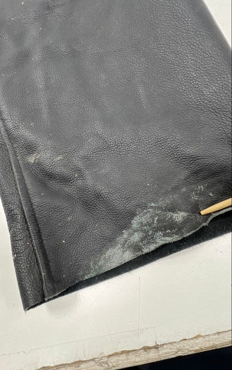 Black Leather Motorcycle Biker Chaps Zippered Pockets Eagle Snaps Size 3X