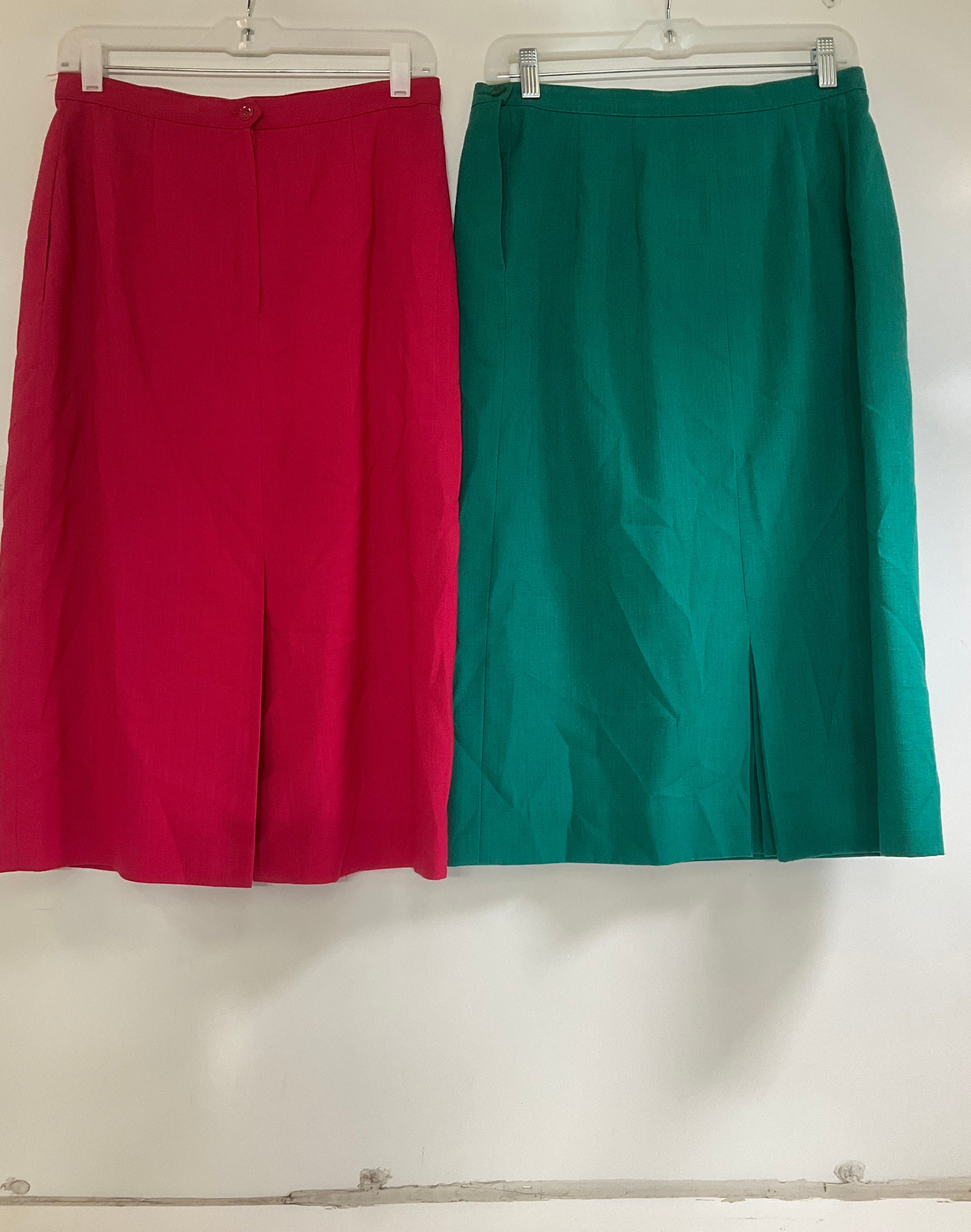 Vintage 80s Lot 2 Skirt Suit Sets Pendleton Sasson Blazer USA Womens Sz 12 14