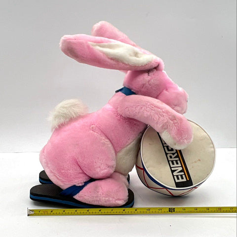 Vintage Energizer Bunny Plush Mascot Pink 17 Inch With Drum & Flip-Flops