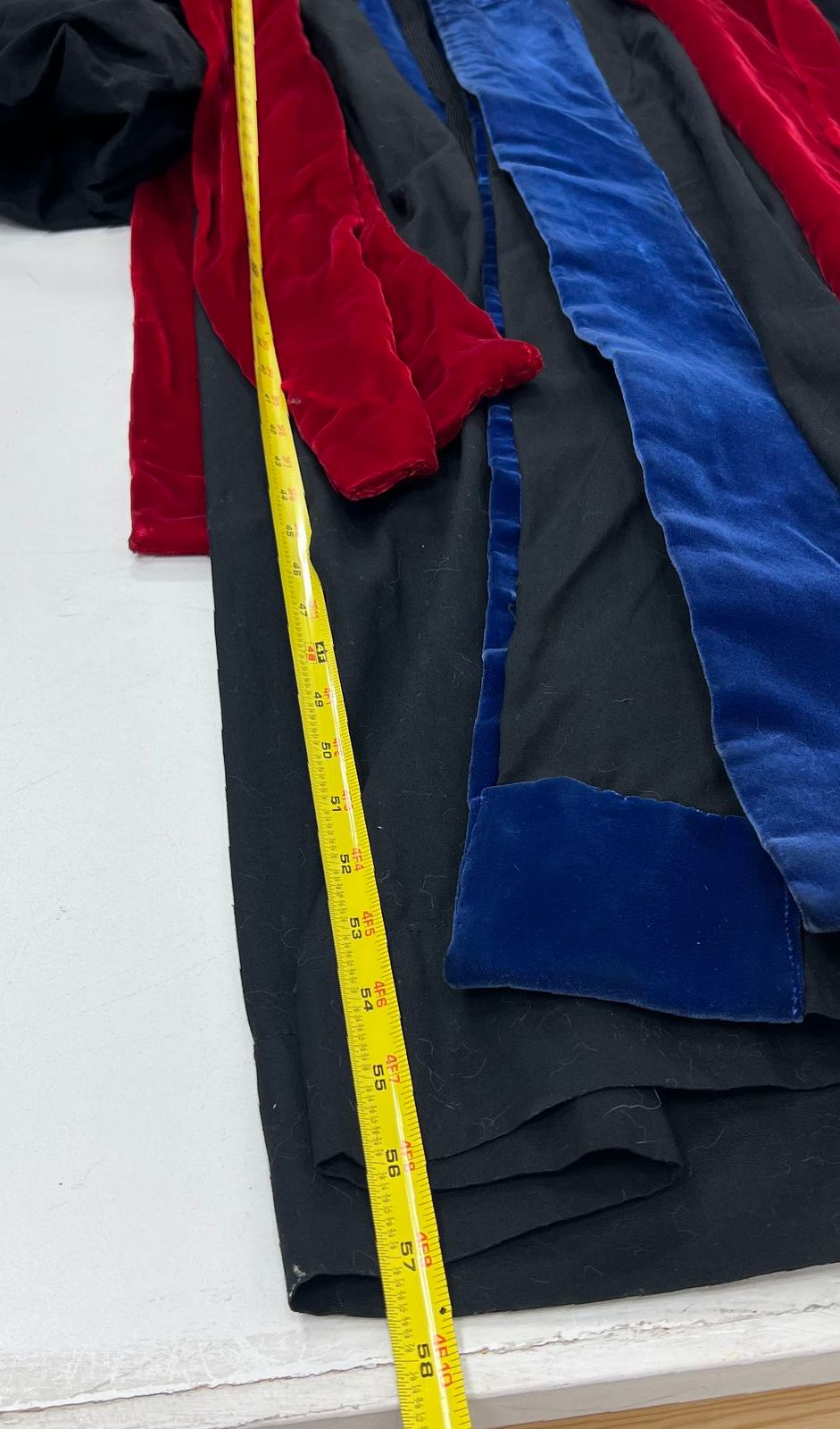 Vintage Black Red Blue Velvet Doctoral Academic Gown Professor Robe Regalia