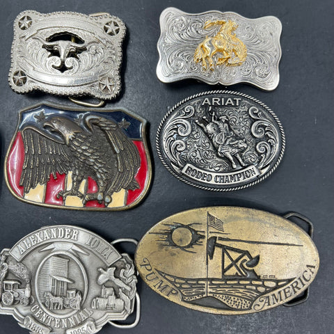 Vintage 80s Western Rodeo Cowboy Belt Buckle Lot of 9 Ariat USA Made