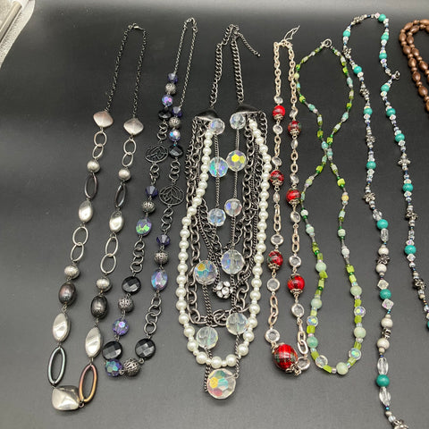 Vintage to Modern Costume Jewelry Lot of 10 Necklaces Statement Beaded Chain