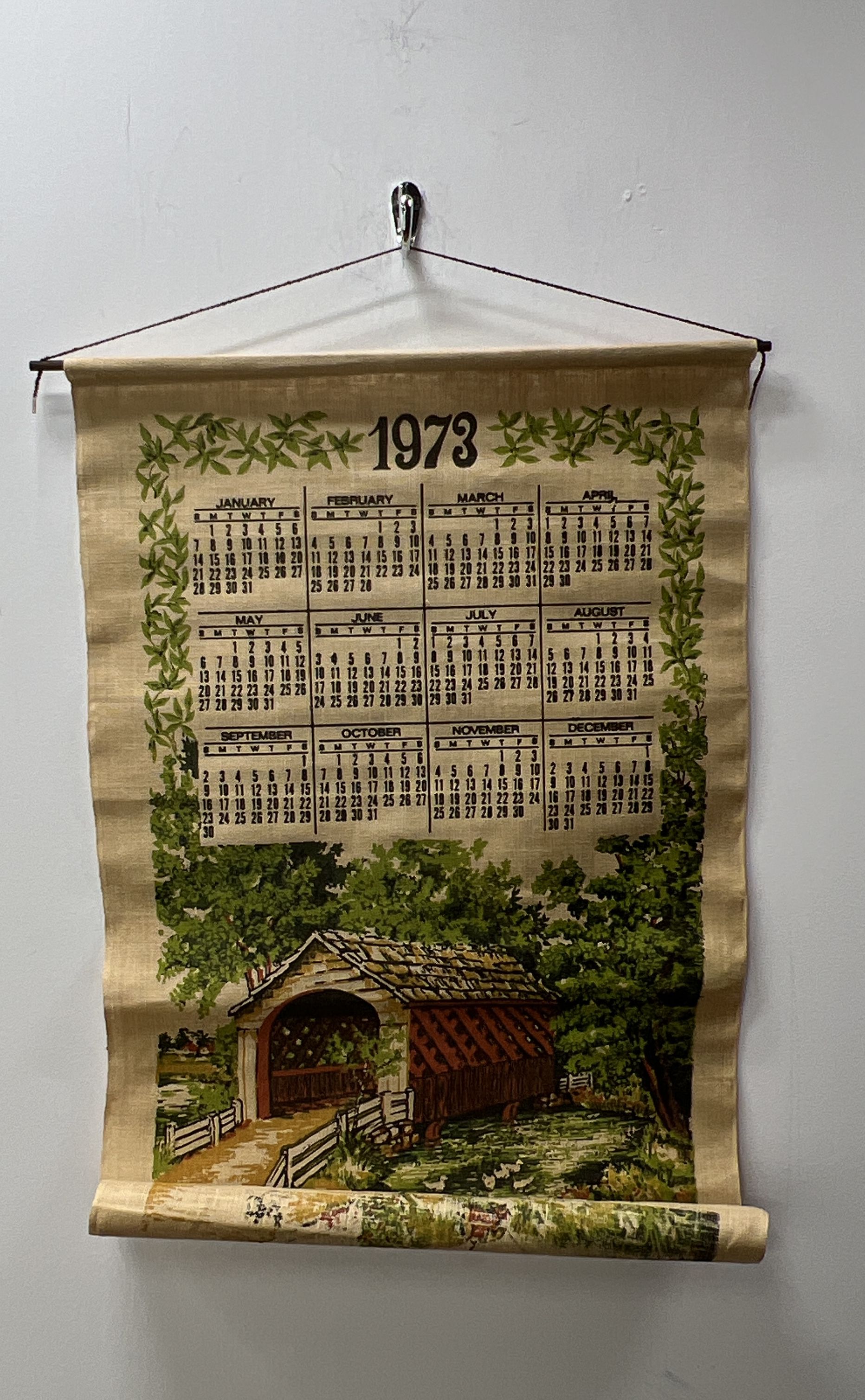 Vintage Kay Dee Linen Wall Calendar 12pc Lot 1970s Handprints New England USA