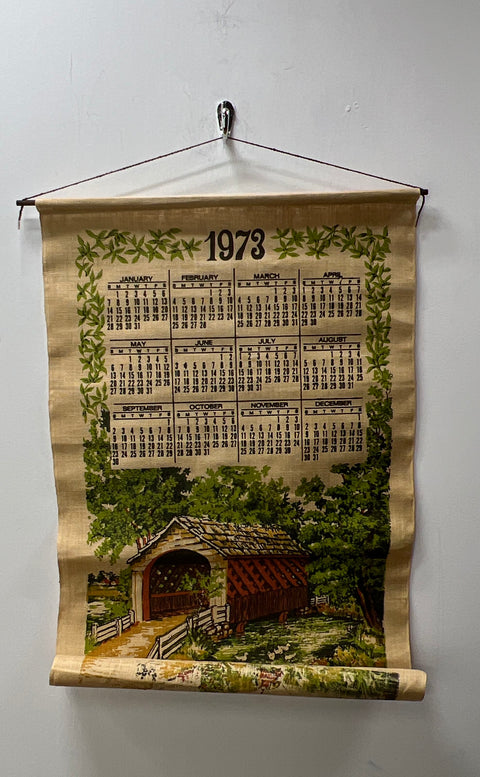 Vintage Kay Dee Linen Wall Calendar 12pc Lot 1970s Handprints New England USA