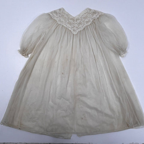 Vintage 50s 60s Seamprufe Sheer Lace Peignoir Robe Nightgown Made USA Sz 34