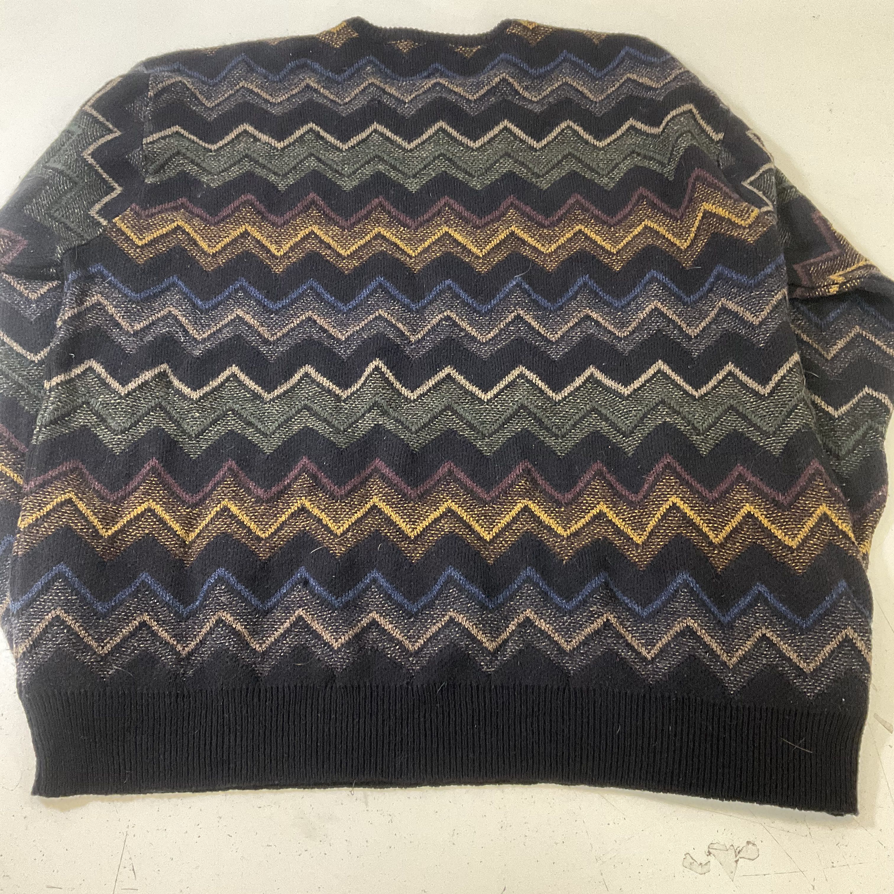 D'Avila Black Multicolor Chevron Sweater Cosby Dad Biggie Size 2XLT Vintage
