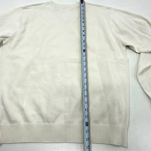 Oscar De La Renta Men's Cream V-Neck Cotton Textured Diamond Knit Sweater Sz XL