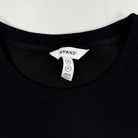 Spanx Women's Black Colorblock Side Stripe Tunic Mini Dress Zipper Pockets Sz 1X