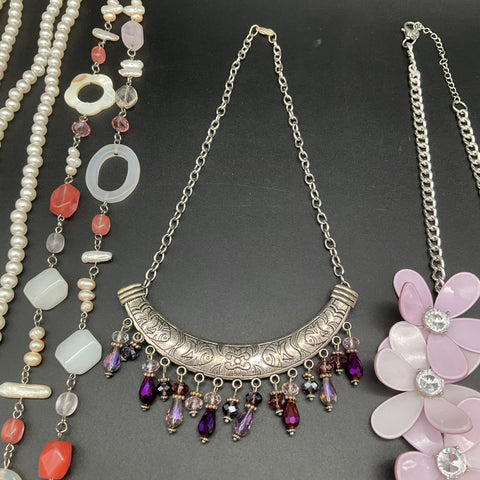 Mixed Costume Jewelry Lot 6 Necklaces Anne Klein Faux Pearl Rhinestone 0.73 lbs
