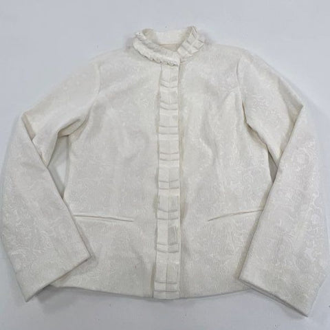 Chico's Cord Bouquet Carella Jacket Antique Ivory Ruffle Trim Women's 0 S NWT