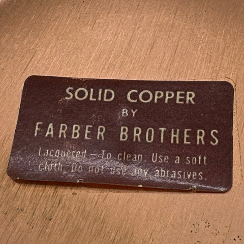 Farber Brothers Solid Copper Ice Bucket with 2 Quart Pyrex Liner Vintage
