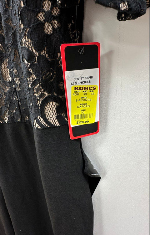 Focus by Shani Women's Black Lace Bodice Wide Leg Jumpsuit Size 10 NWT