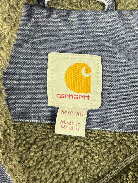 Carhartt Faded Navy Sandstone Duck Fleece Lined Hooded Active Jacket Youth M