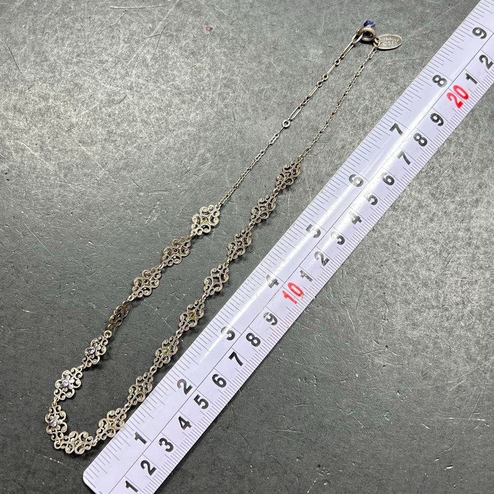 Liz Paiacios Purple Rhinestone Silver tone Floral Necklace