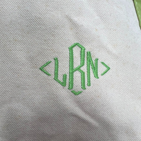 L.L. Bean Green Canvas Boat and Tote Bag Large Made in USA Monogram LRN