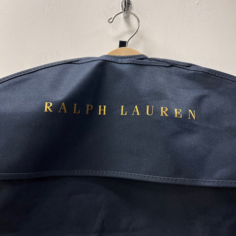 Ralph Lauren Navy Blue Travel Suit Garment Bag with Polo Wooden Hanger