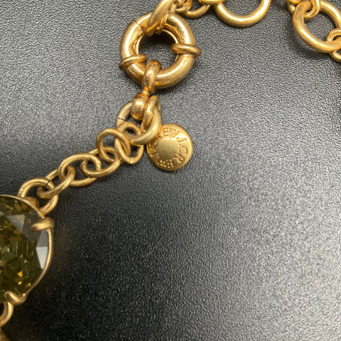 J. Crew Crystal Statement Necklace Gold Tone Yellow Clear Cluster Signed 18"