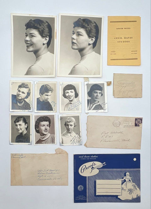 Vintage 1950s High School Portrait Photo Lot Cecil Davis Studios Michigan 32pc