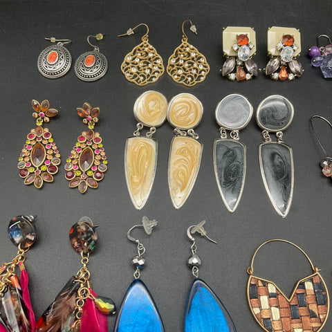 Bohemian & Retro Fashion Earrings Lot of 23 Pairs Tassel Feather Chandelier