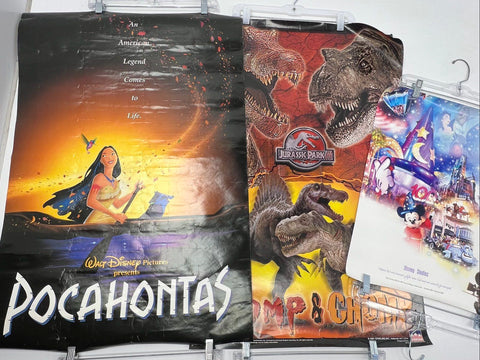 Vintage 90s 00s Movie Poster Lot Disney Pocahontas Jurassic Park III 100 Years