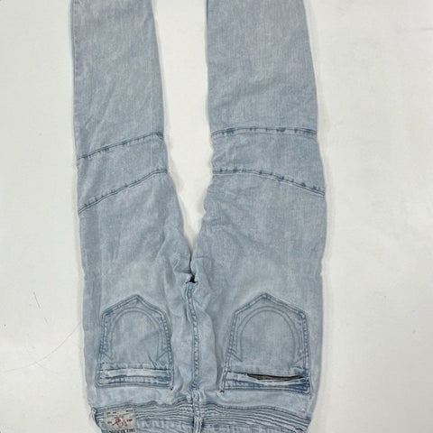 True Religion Men's Rocco Skinny Jeans Light Wash Biker Moto Distressed Size 33