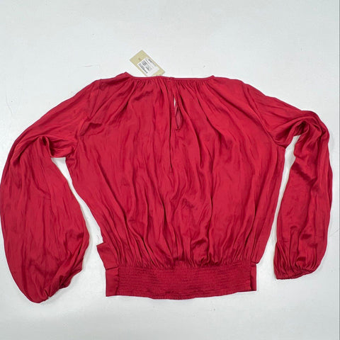 Ramy Brook Women's Harriet Red Surplice Balloon Sleeve Blouse Sz S NWT