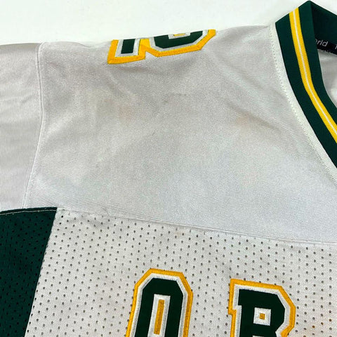 Men's Playmaker White & Green Short Sleeve Ducks Team Jersey #2 - Size Large