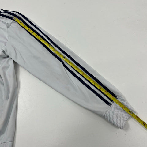 Adidas Men's White Real Madrid Anthem Soccer 3 Stripe Full Zip Track Jacket S