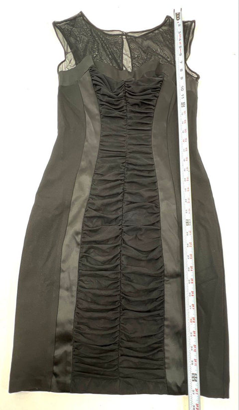 Cache Women's Black Ruched Mesh Yoke Sleeveless Dress Sz 8 NWT