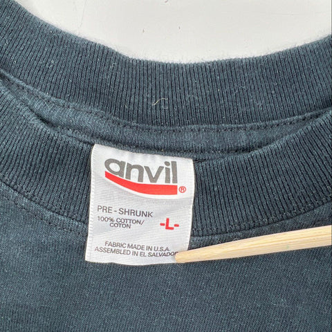 Anvil Vintage Y2K Operation Enduring Freedom Signed T-Shirt Black Graphic Map L