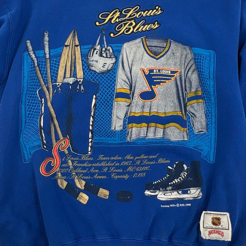 Vintage 1991 St Louis Blues NHL Crewneck Sweatshirt Nutmeg Made in USA Sz L