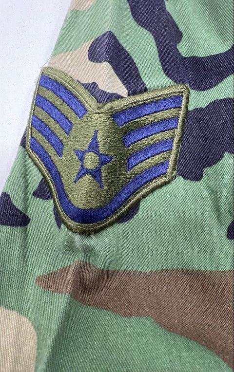 US Military Men's Woodland Camo BDU Lot 3pc Jacket Pants USAF Patches Size M L