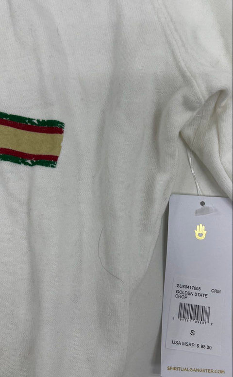 Spiritual Gangster Cream Golden State Crop Crewneck Sweatshirt Women's S NWT