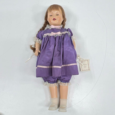 Vintage Composition Doll Unmarked 1920s 1930s Sleep Tin Eyes Human Hair Wig 19"