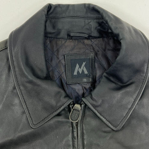 Vintage 90s Members Only Leather Bomber Full Zip Jacket Black Sz L